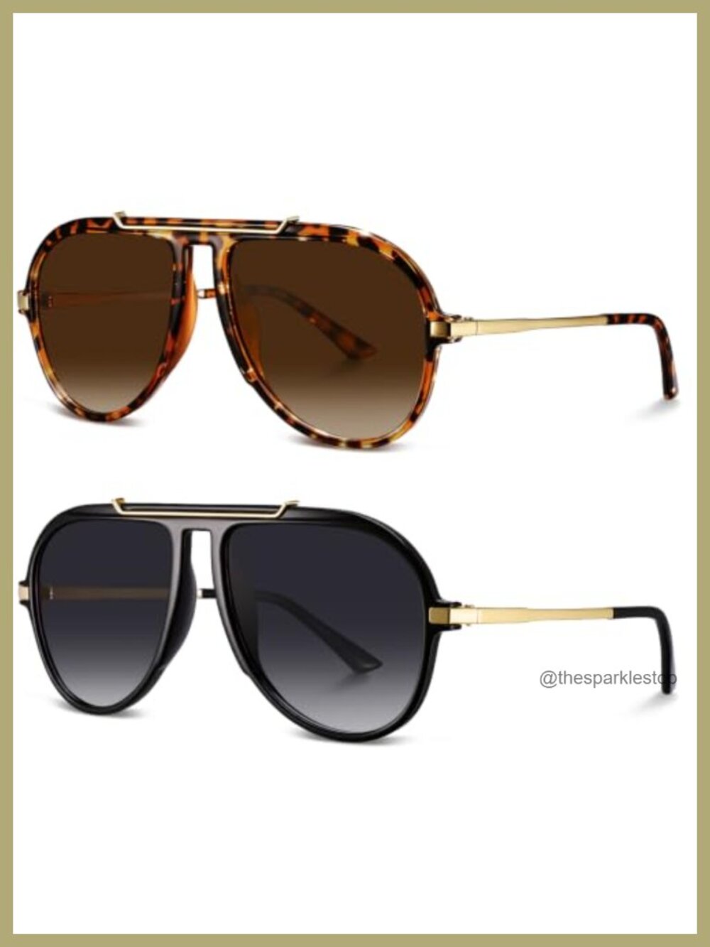 Retro 70s Oversized Square Sunglasses Set of 2 Polarized UV400
